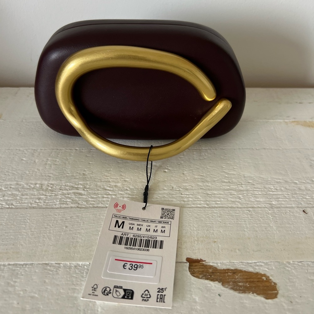 Burgundy Clutch with Gold Accent Zara